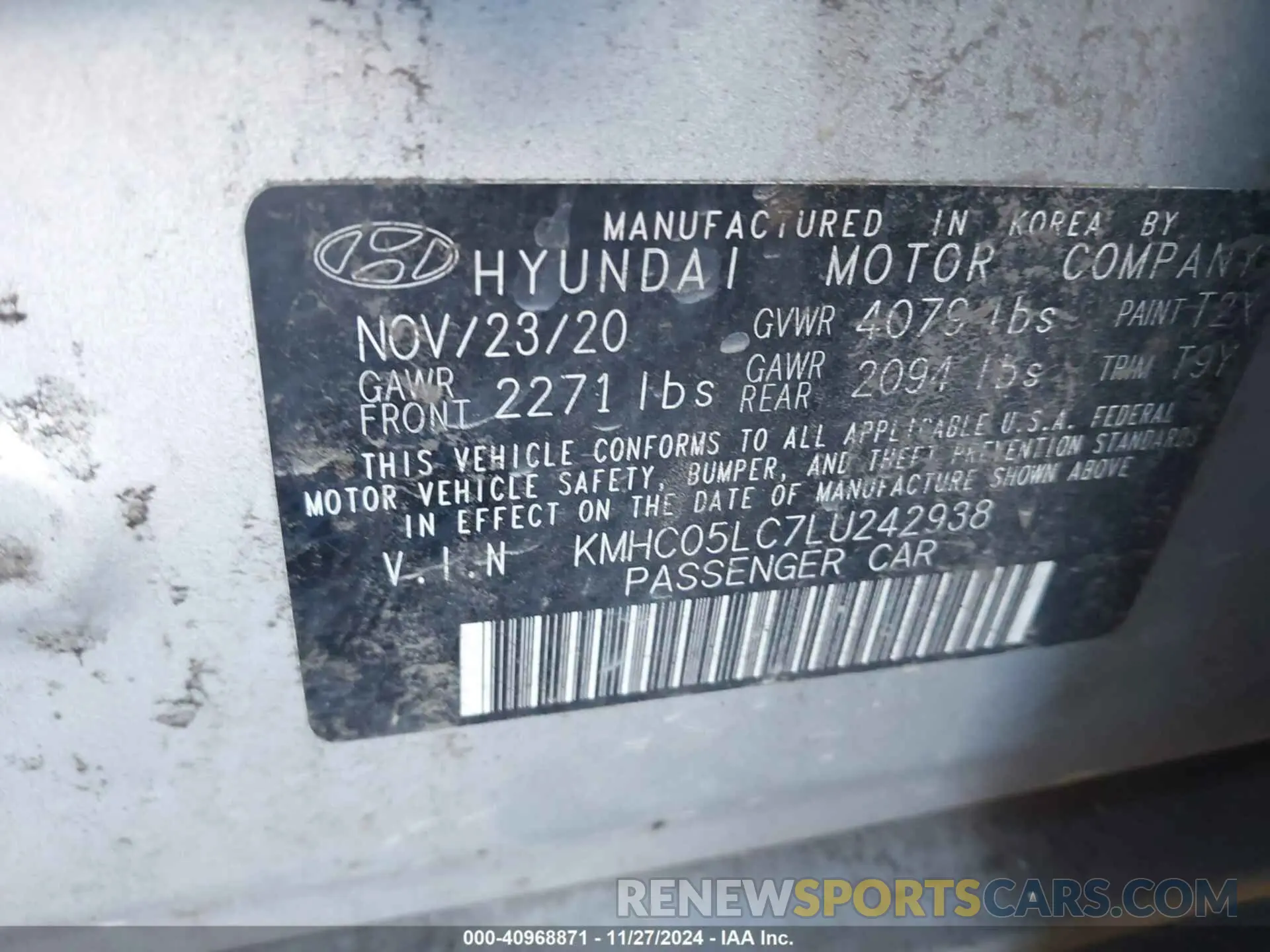 9 Фотография поврежденного автомобиля KMHC05LC7LU242938 HYUNDAI IONIQ HYBRID 2020
