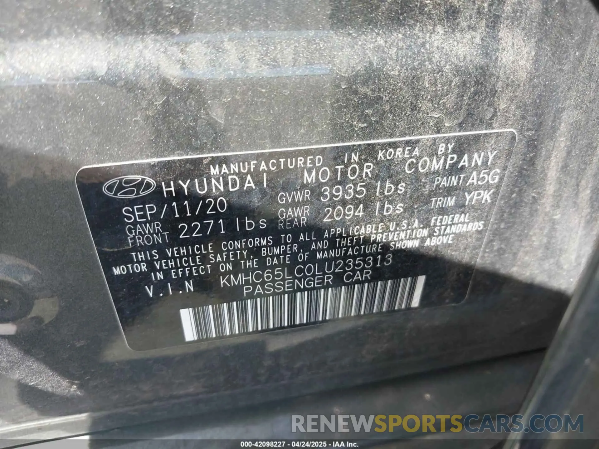 9 Photograph of a damaged car KMHC65LC0LU235313 HYUNDAI IONIQ HYBRID 2020