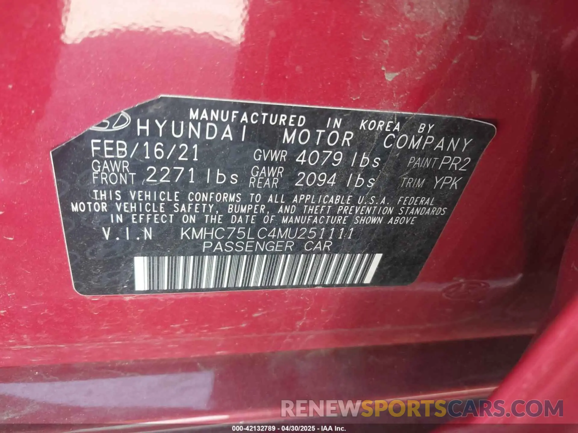 9 Photograph of a damaged car KMHC75LC4MU251111 HYUNDAI IONIQ HYBRID 2021