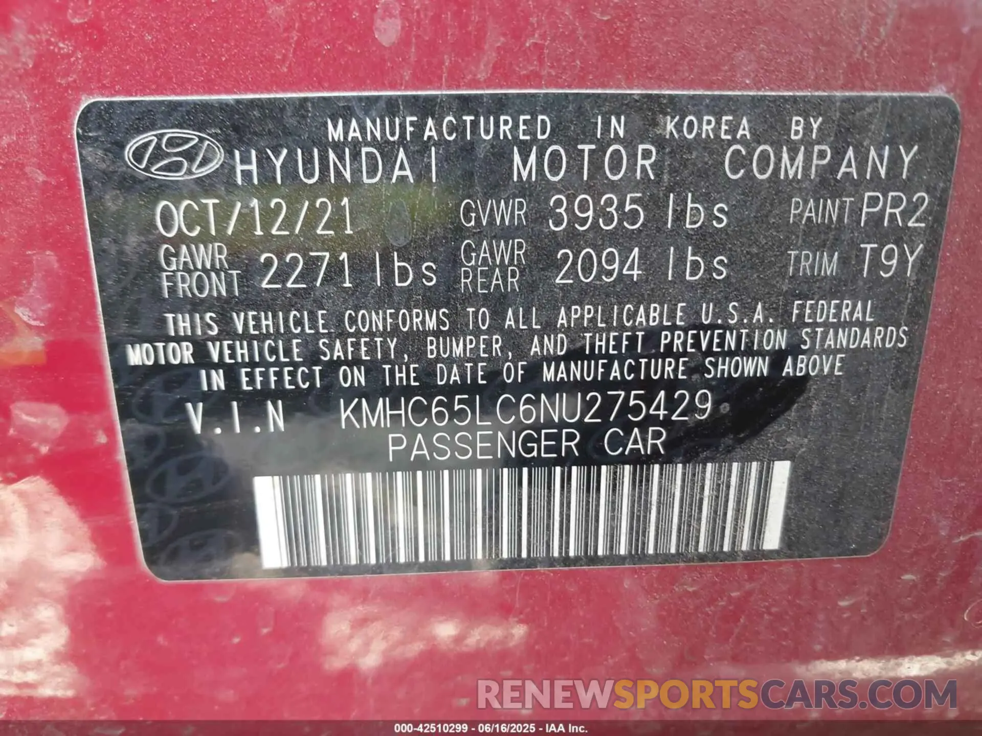 9 Фотография поврежденного автомобиля KMHC65LC6NU275429 HYUNDAI IONIQ HYBRID 2022