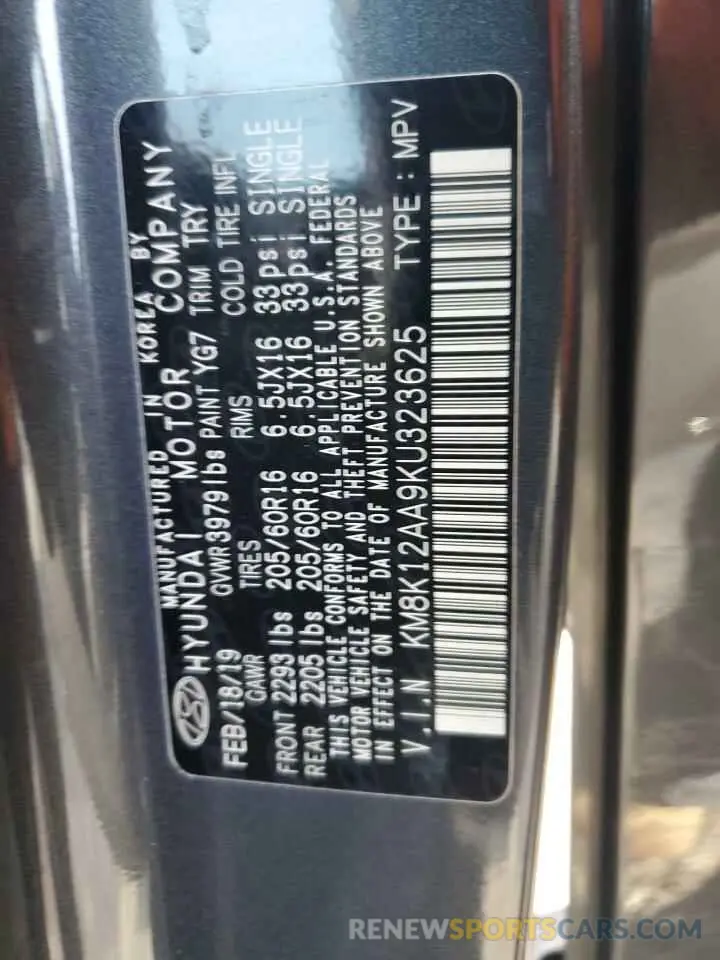 13 Photograph of a damaged car KM8K12AA9KU323625 HYUNDAI KONA 2019