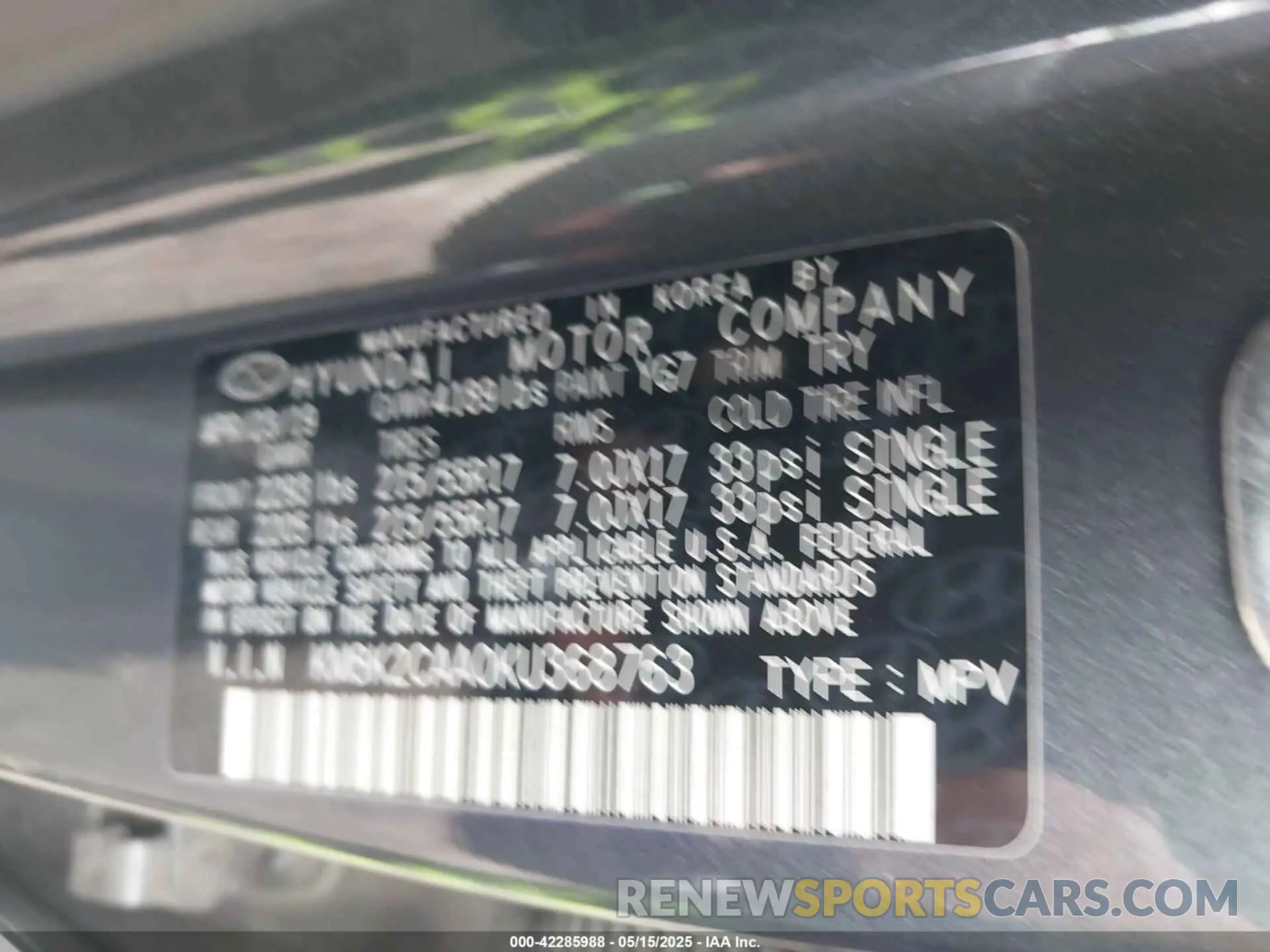 9 Фотография поврежденного автомобиля KM8K2CAA0KU368763 HYUNDAI KONA 2019