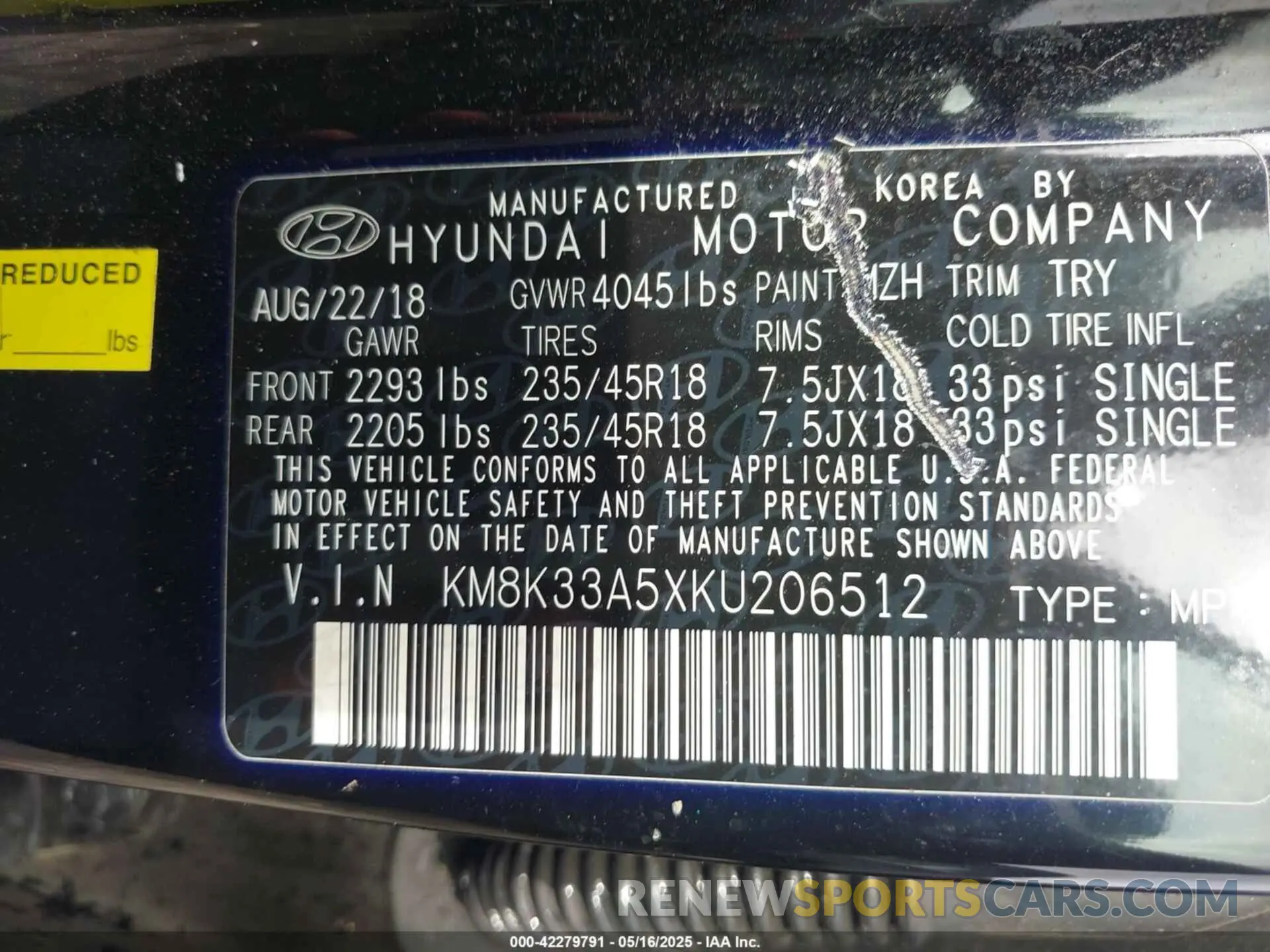9 Photograph of a damaged car KM8K33A5XKU206512 HYUNDAI KONA 2019