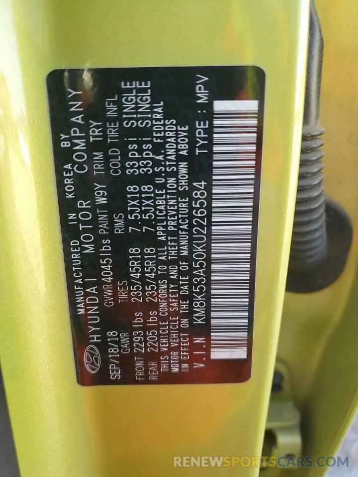 13 Photograph of a damaged car KM8K53A50KU226584 HYUNDAI KONA 2019