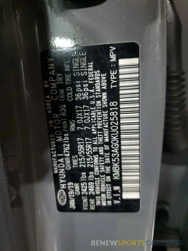14 Photograph of a damaged car KM8K53AG0KU025818 HYUNDAI KONA 2019