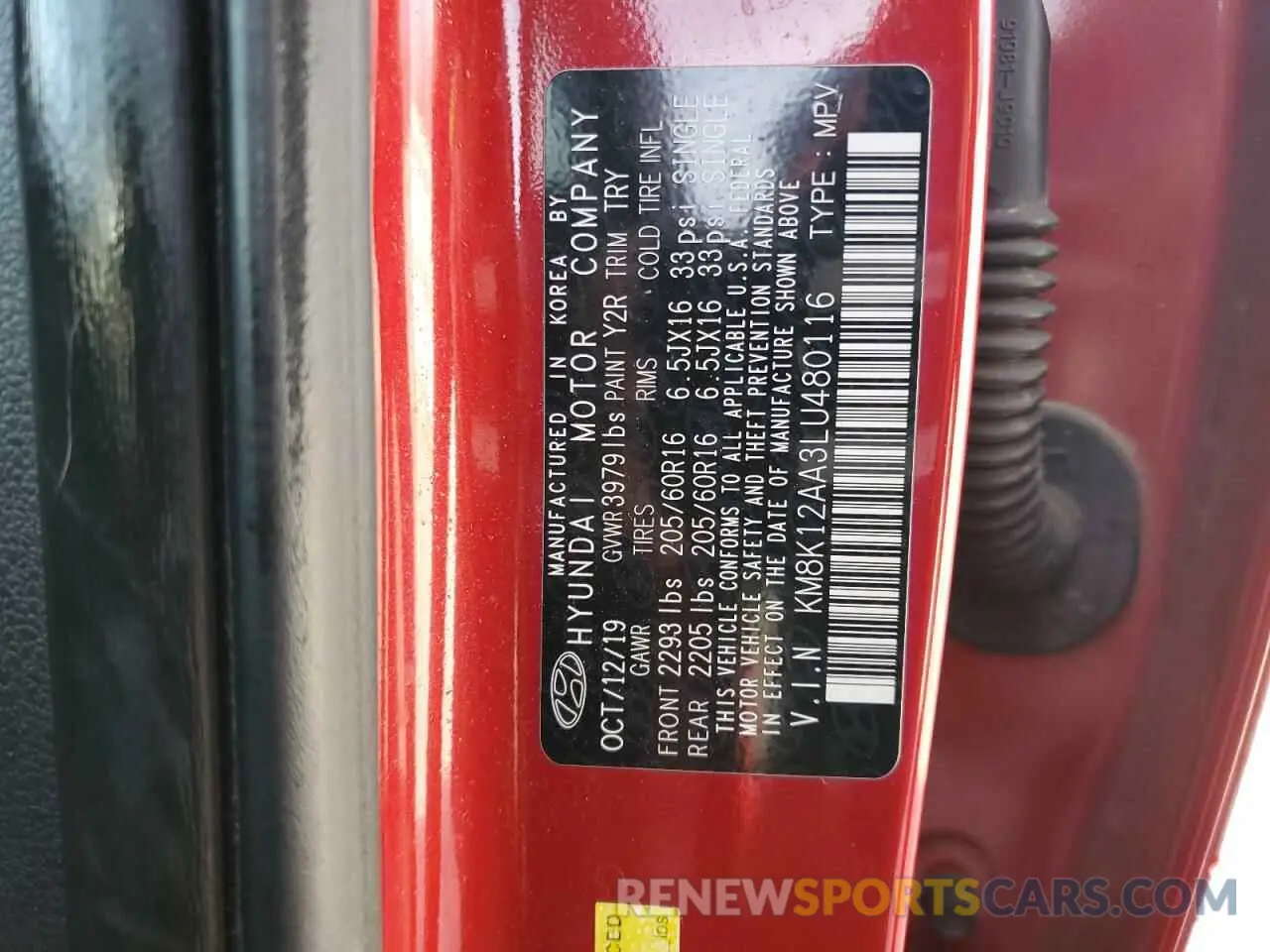 14 Фотография поврежденного автомобиля KM8K12AA3LU480116 HYUNDAI KONA 2020