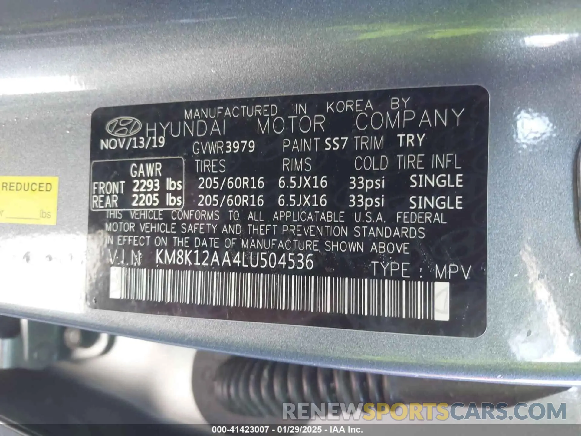 9 Photograph of a damaged car KM8K12AA4LU504536 HYUNDAI KONA 2020