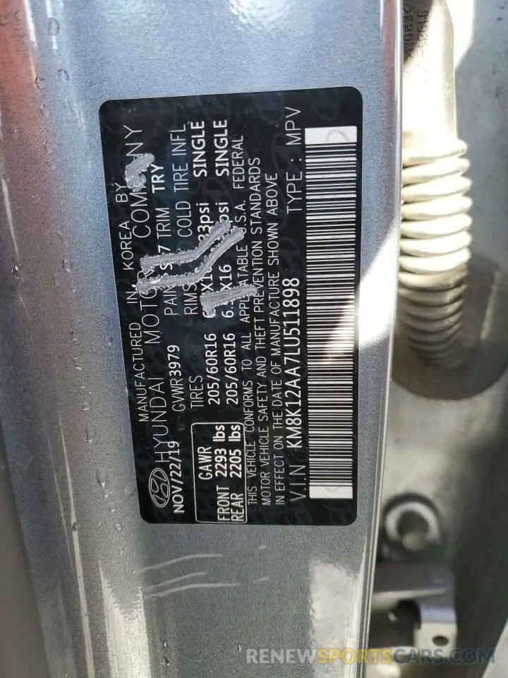 13 Photograph of a damaged car KM8K12AA7LU511898 HYUNDAI KONA 2020
