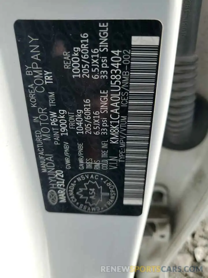 14 Photograph of a damaged car KM8K1CAA0LU583404 HYUNDAI KONA 2020