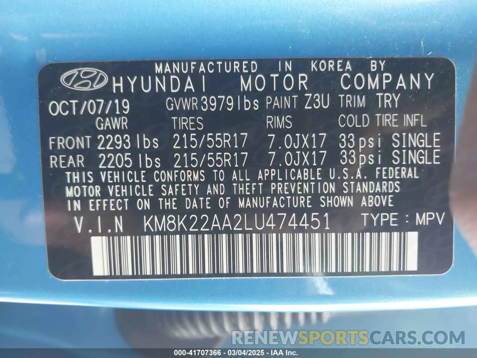 9 Photograph of a damaged car KM8K22AA2LU474451 HYUNDAI KONA 2020