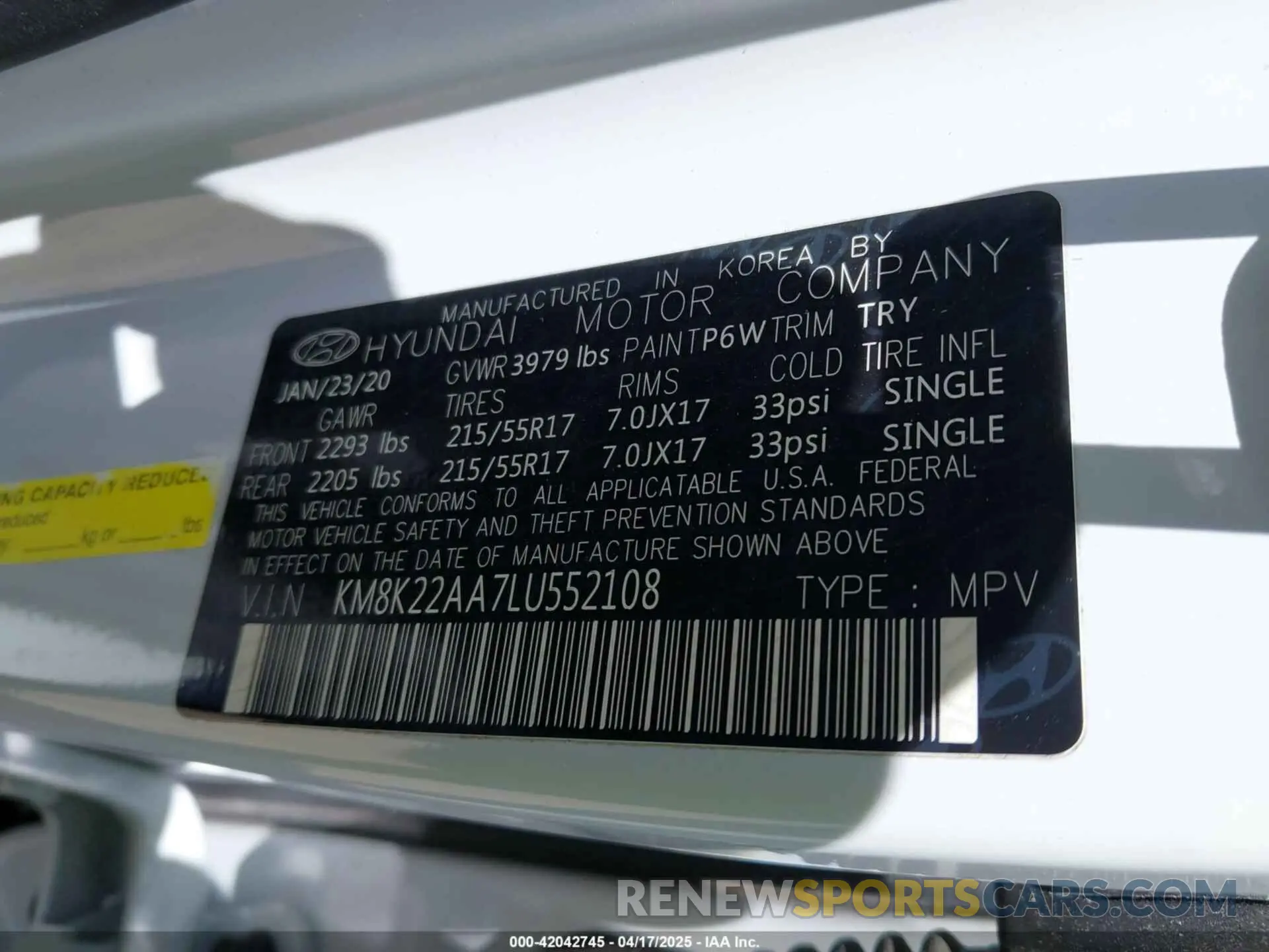 9 Photograph of a damaged car KM8K22AA7LU552108 HYUNDAI KONA 2020
