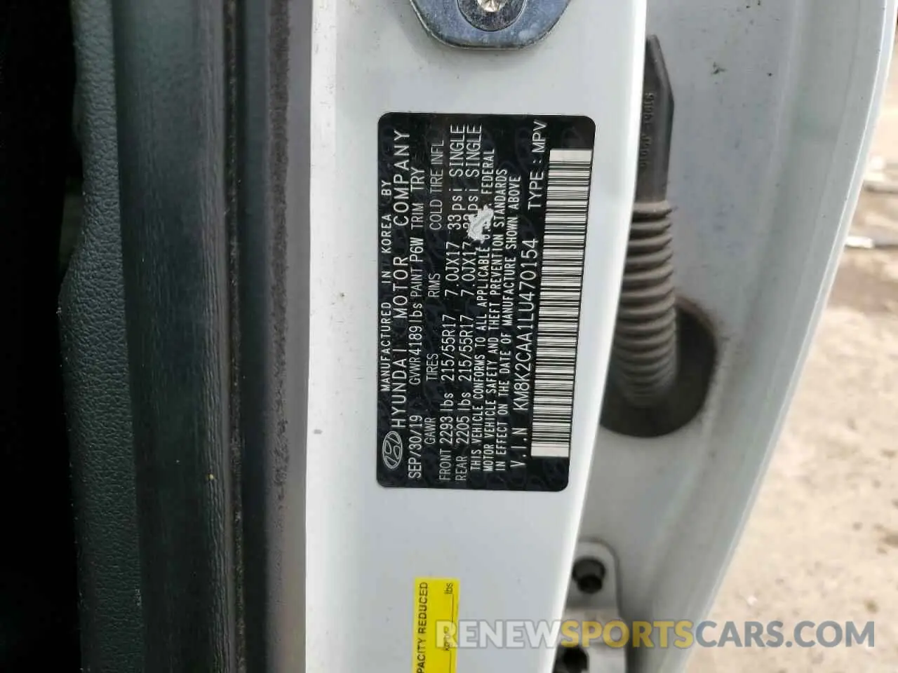12 Photograph of a damaged car KM8K2CAA1LU470154 HYUNDAI KONA 2020
