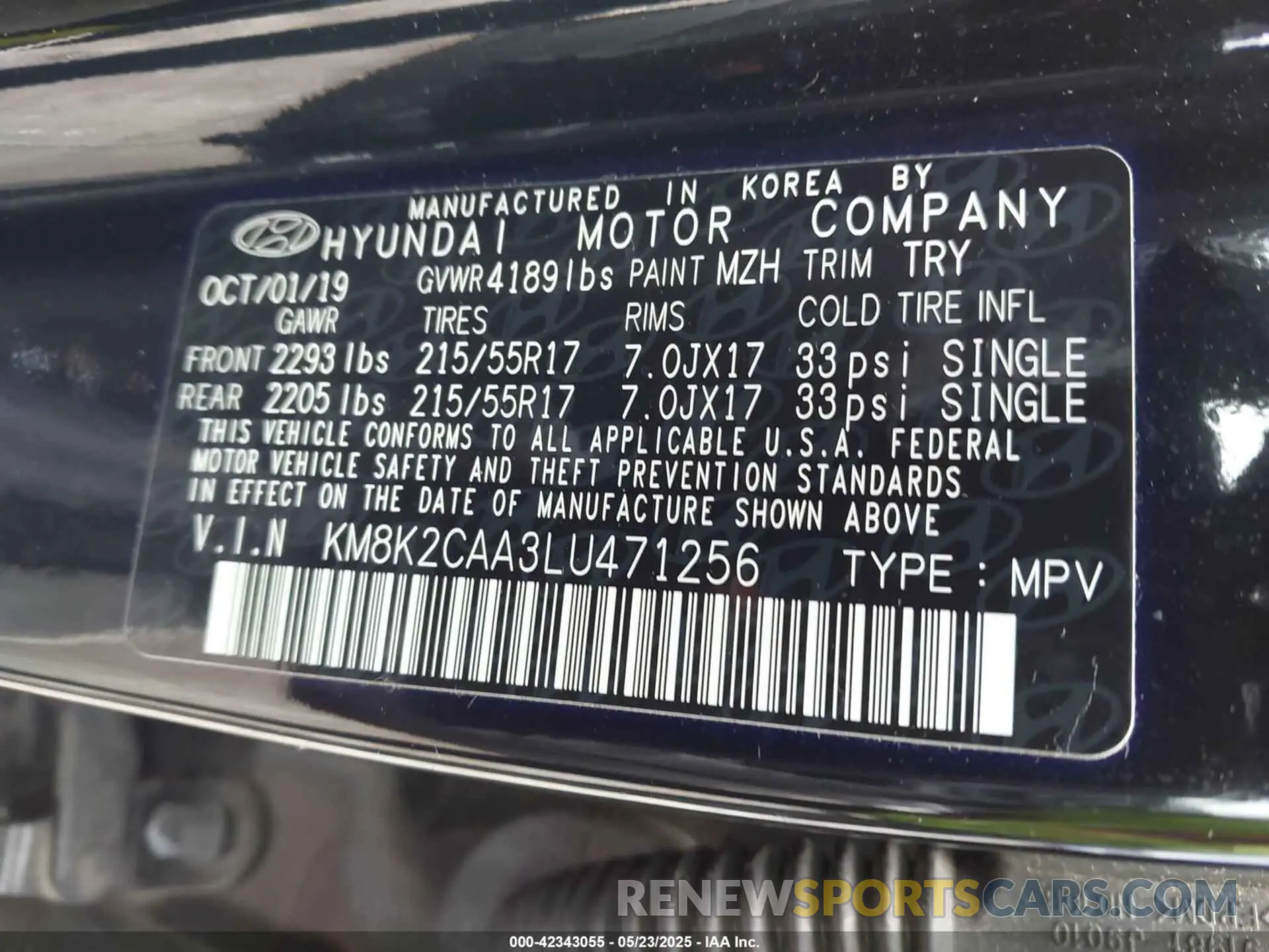 9 Фотография поврежденного автомобиля KM8K2CAA3LU471256 HYUNDAI KONA 2020