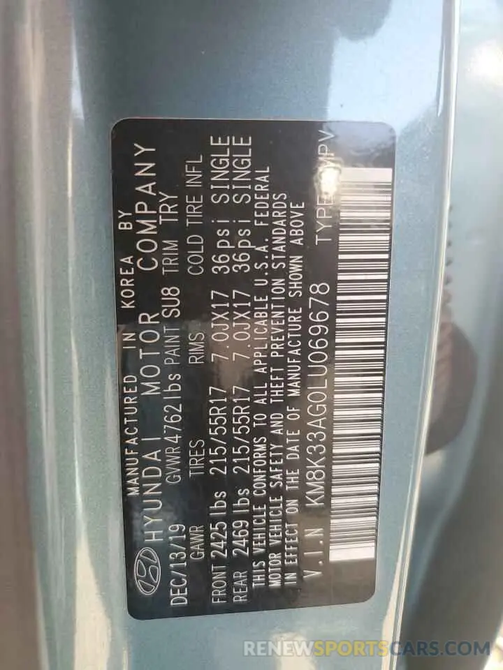 14 Фотография поврежденного автомобиля KM8K33AG0LU069678 HYUNDAI KONA 2020