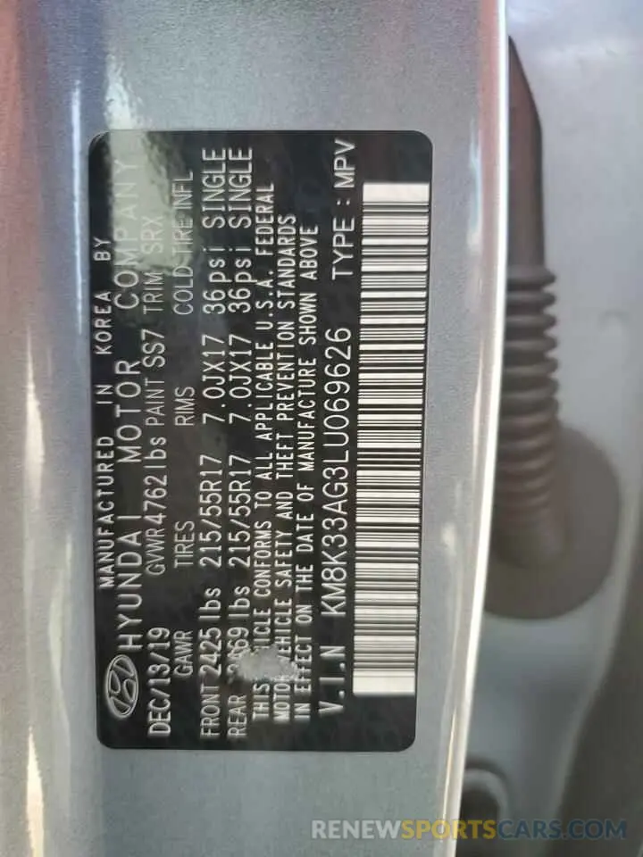 14 Photograph of a damaged car KM8K33AG3LU069626 HYUNDAI KONA 2020