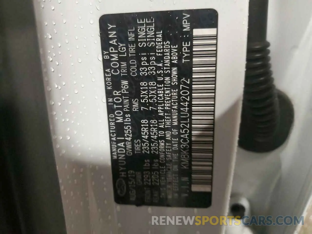 15 Photograph of a damaged car KM8K3CA52LU442072 HYUNDAI KONA 2020