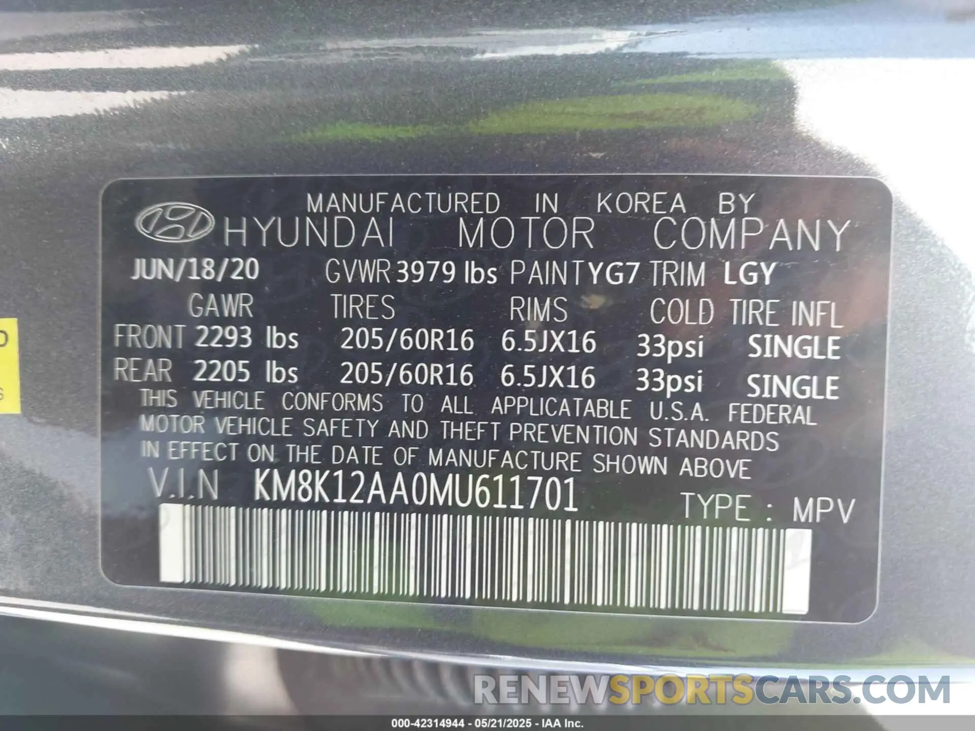 9 Фотография поврежденного автомобиля KM8K12AA0MU611701 HYUNDAI KONA 2021