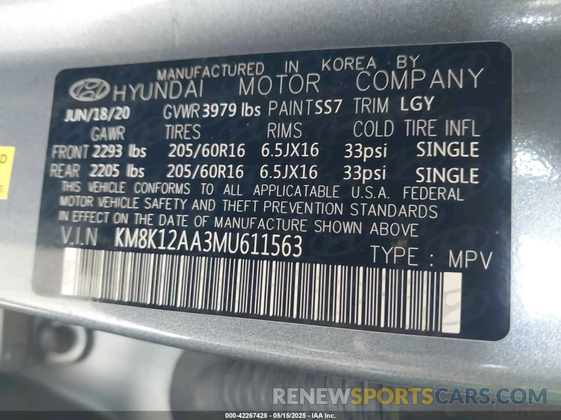 9 Photograph of a damaged car KM8K12AA3MU611563 HYUNDAI KONA 2021