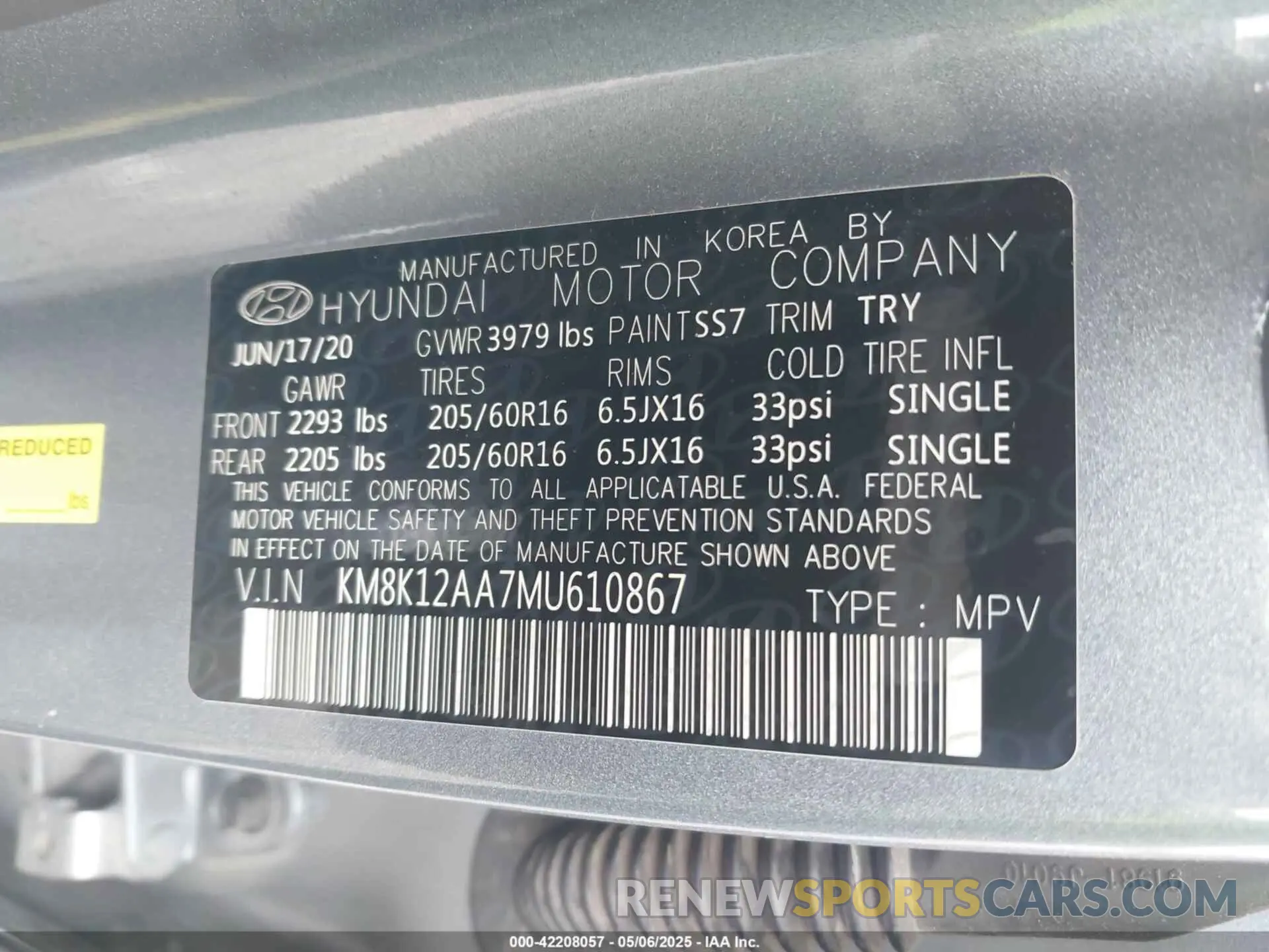 9 Фотография поврежденного автомобиля KM8K12AA7MU610867 HYUNDAI KONA 2021