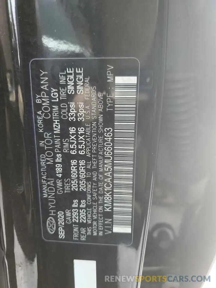 12 Photograph of a damaged car KM8K1CAA5MU660463 HYUNDAI KONA 2021