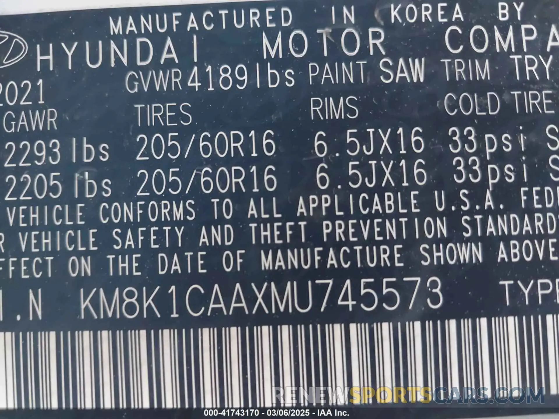 9 Photograph of a damaged car KM8K1CAAXMU745573 HYUNDAI KONA 2021