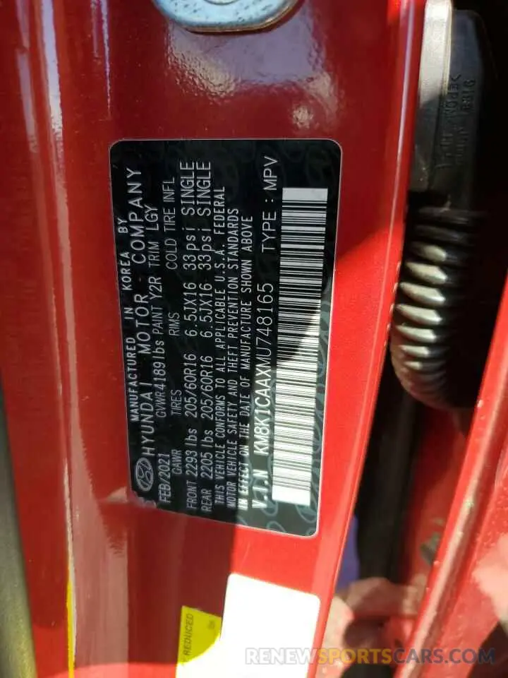 14 Photograph of a damaged car KM8K1CAAXMU748165 HYUNDAI KONA 2021