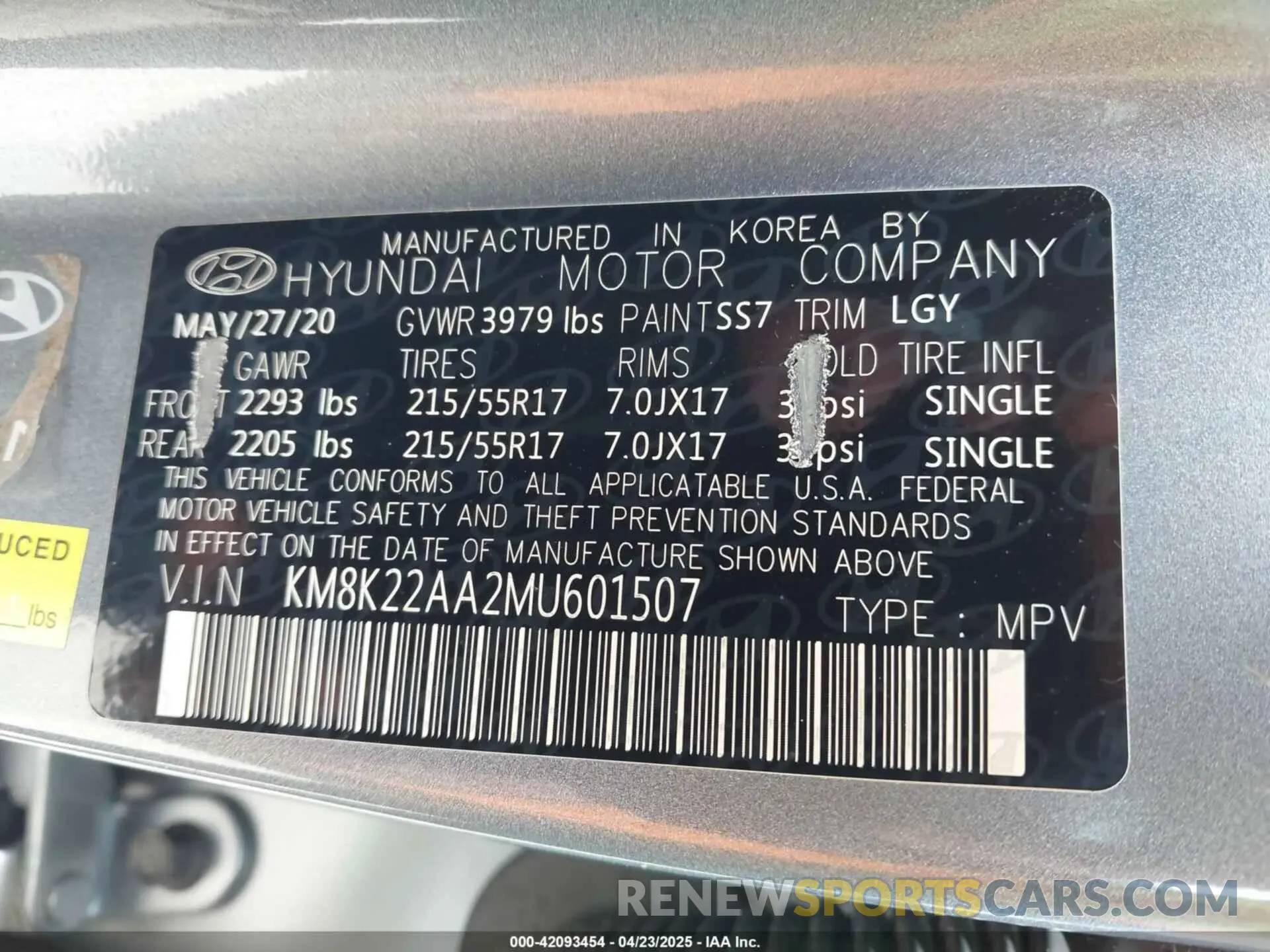 9 Фотография поврежденного автомобиля KM8K22AA2MU601507 HYUNDAI KONA 2021