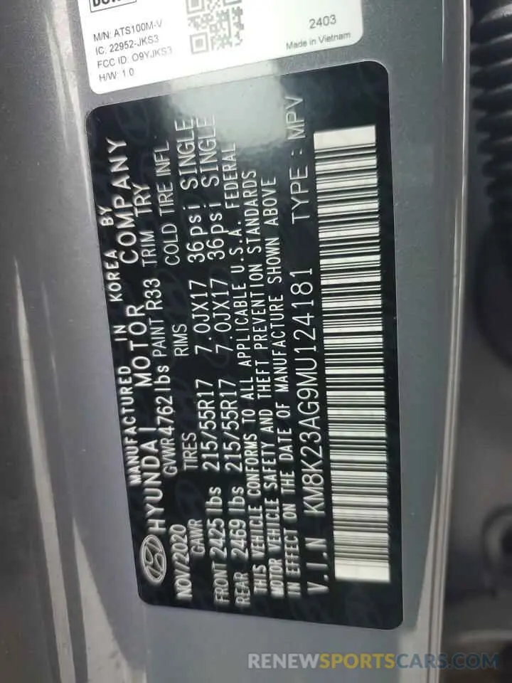 13 Photograph of a damaged car KM8K23AG9MU124181 HYUNDAI KONA 2021