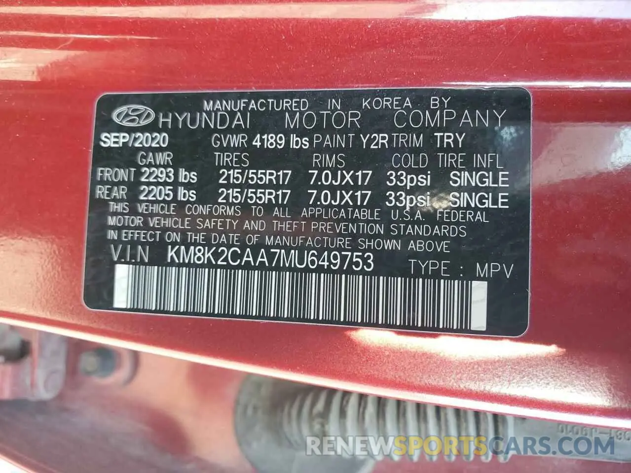 12 Фотография поврежденного автомобиля KM8K2CAA7MU649753 HYUNDAI KONA 2021