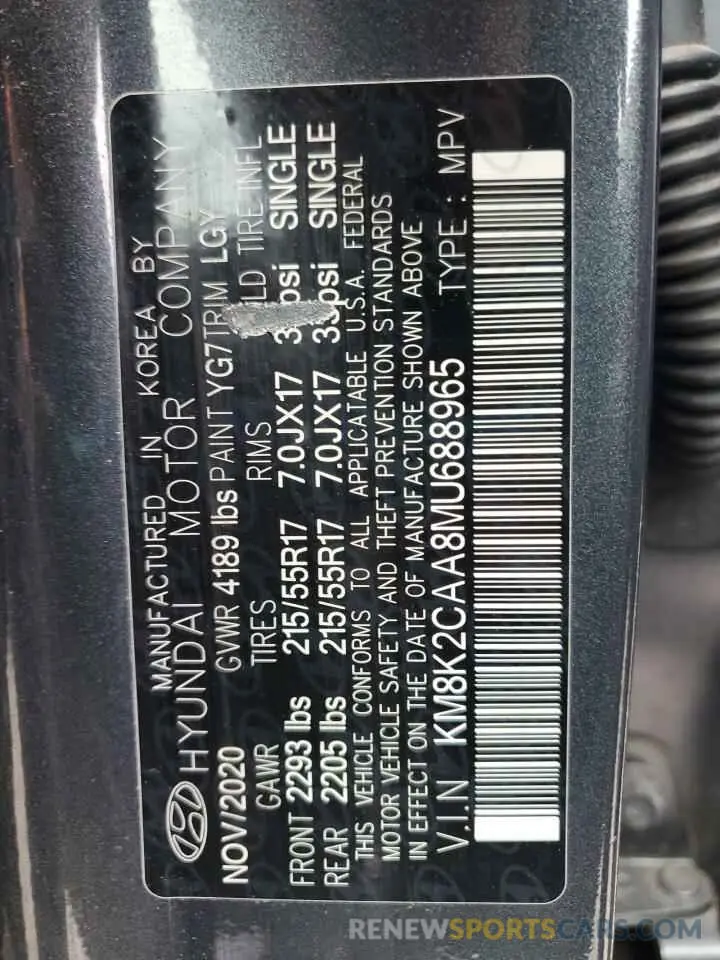 13 Photograph of a damaged car KM8K2CAA8MU688965 HYUNDAI KONA 2021