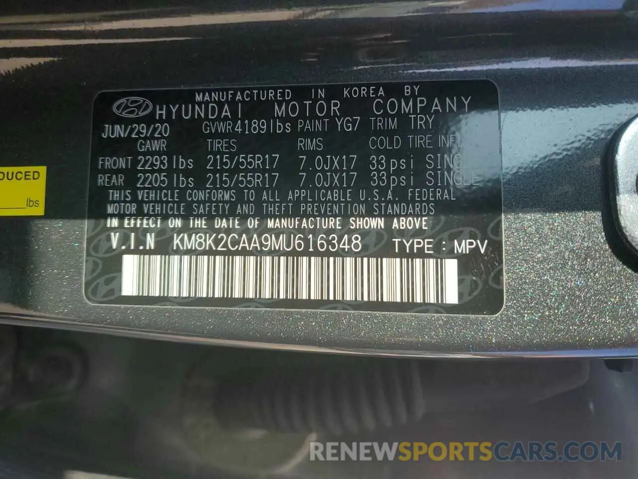13 Фотография поврежденного автомобиля KM8K2CAA9MU616348 HYUNDAI KONA 2021