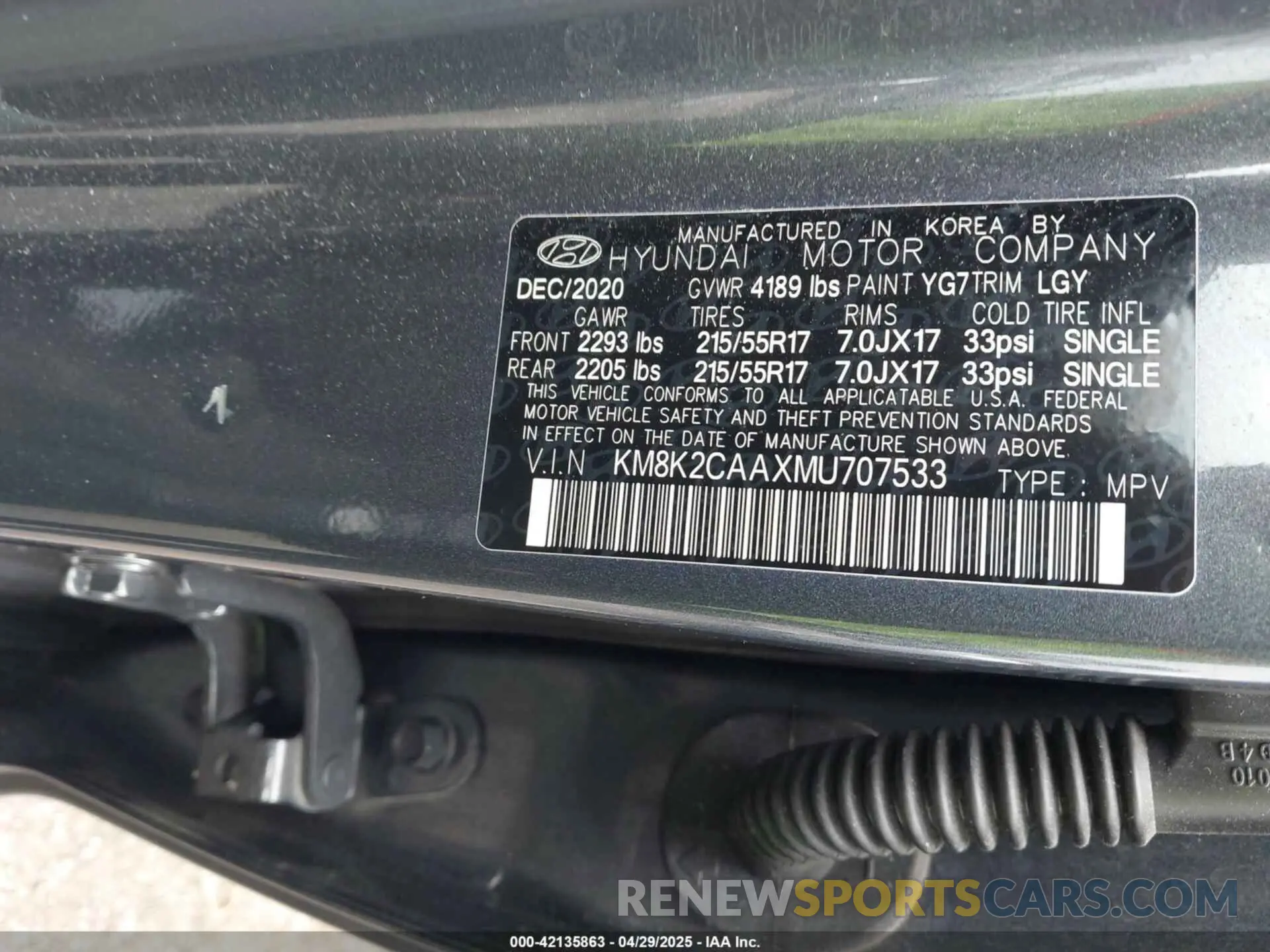 9 Фотография поврежденного автомобиля KM8K2CAAXMU707533 HYUNDAI KONA 2021