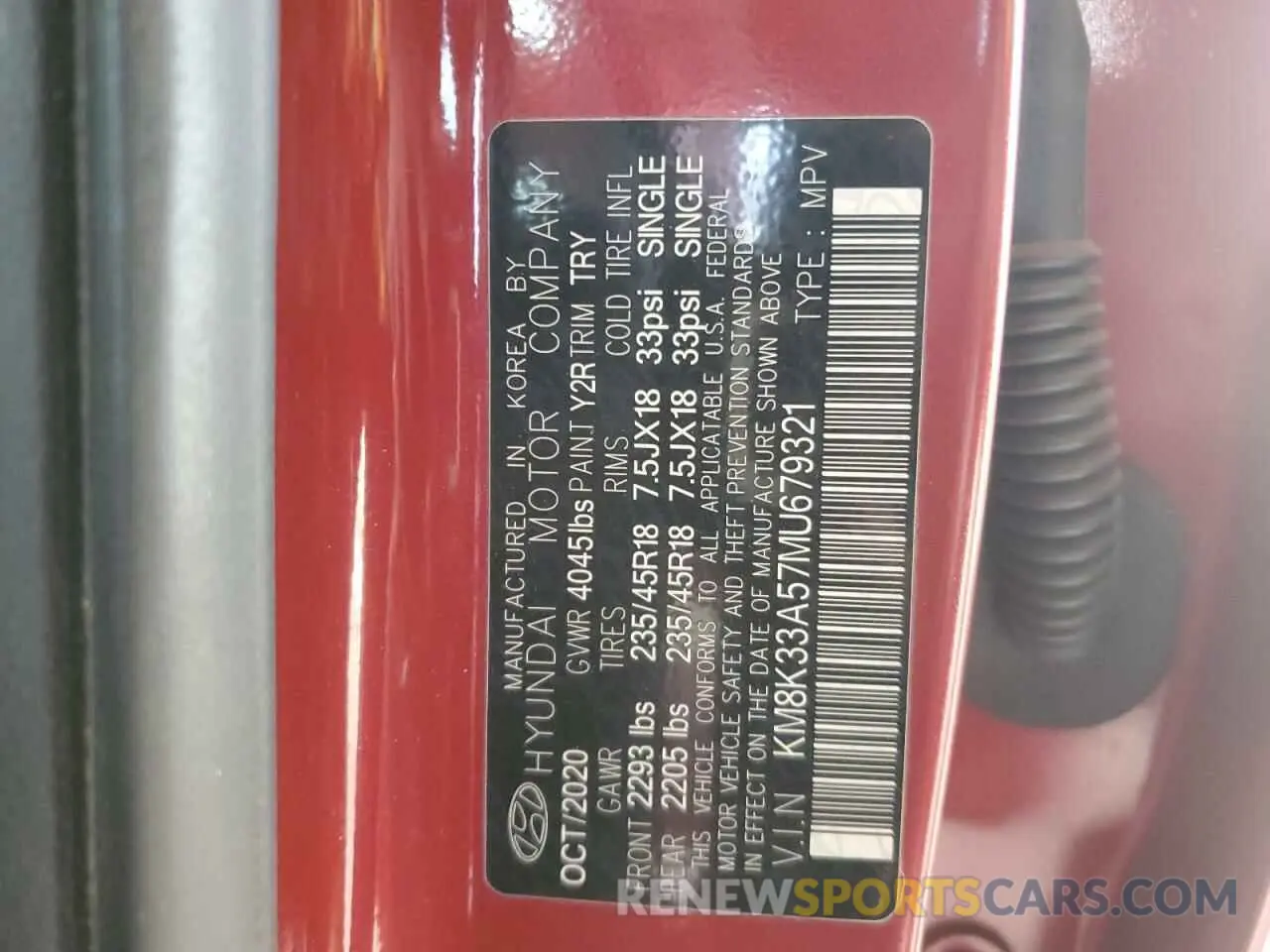 12 Photograph of a damaged car KM8K33A57MU679321 HYUNDAI KONA 2021