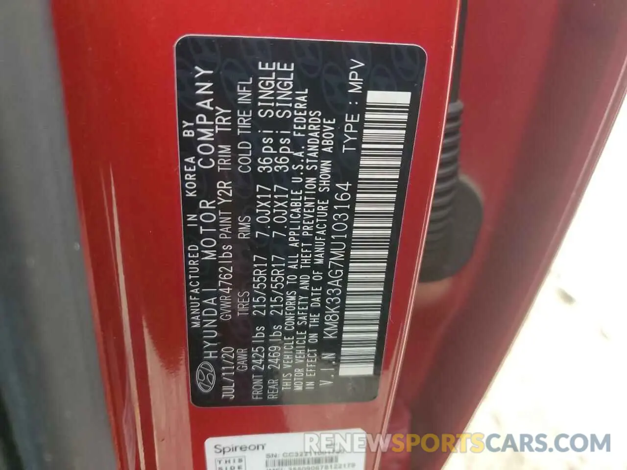 12 Photograph of a damaged car KM8K33AG7MU103164 HYUNDAI KONA 2021