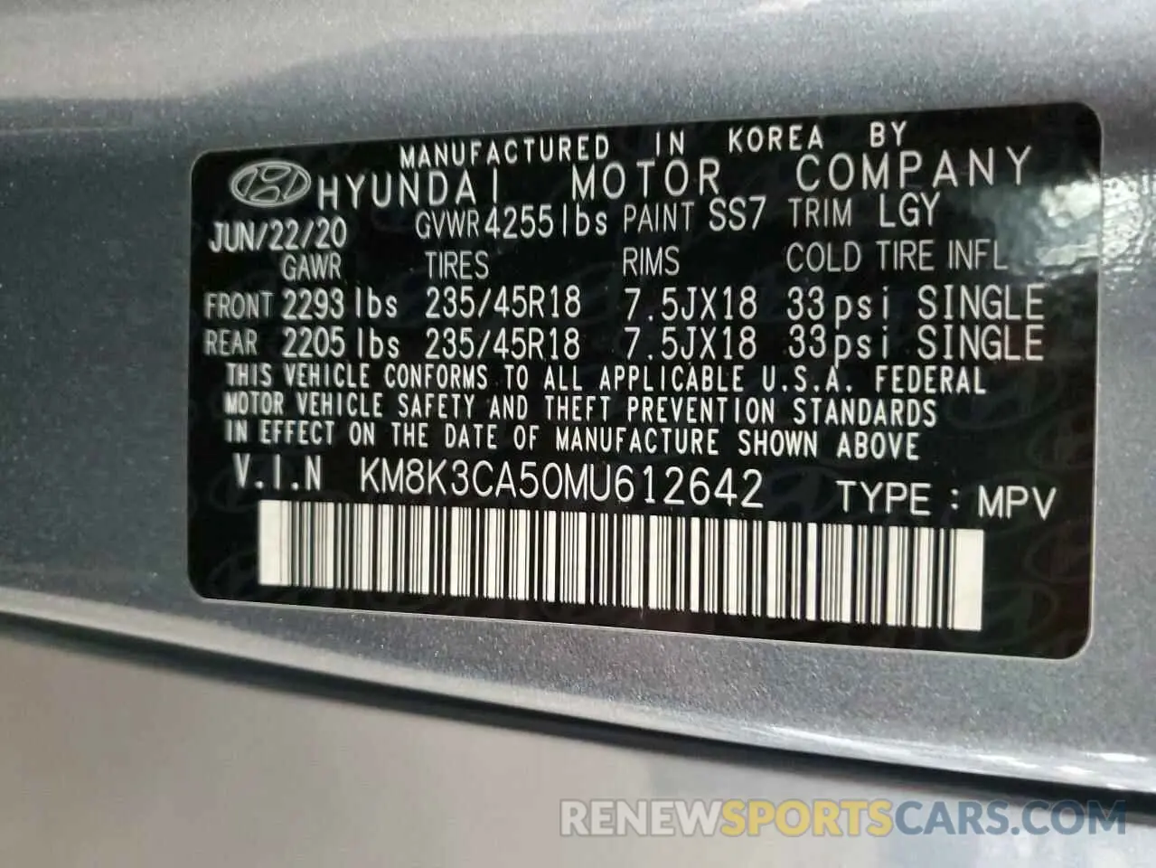 14 Photograph of a damaged car KM8K3CA50MU612642 HYUNDAI KONA 2021
