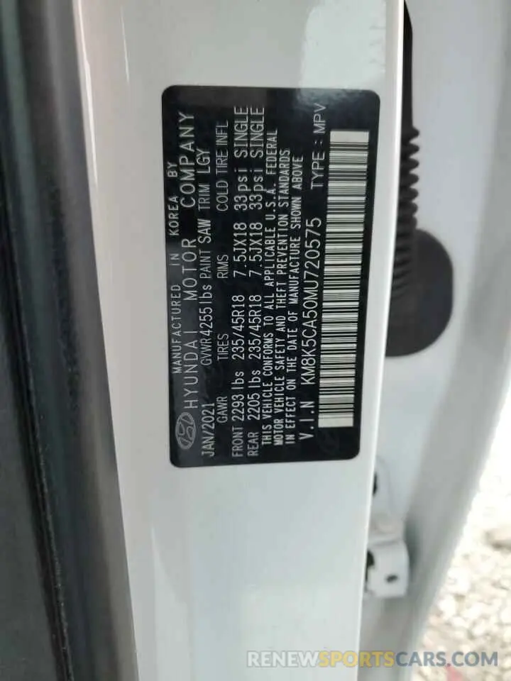 13 Photograph of a damaged car KM8K5CA50MU720575 HYUNDAI KONA 2021