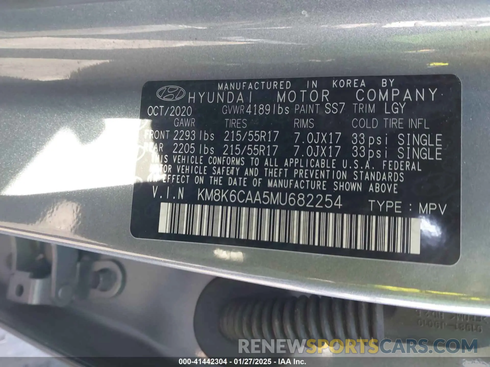 9 Фотография поврежденного автомобиля KM8K6CAA5MU682254 HYUNDAI KONA 2021