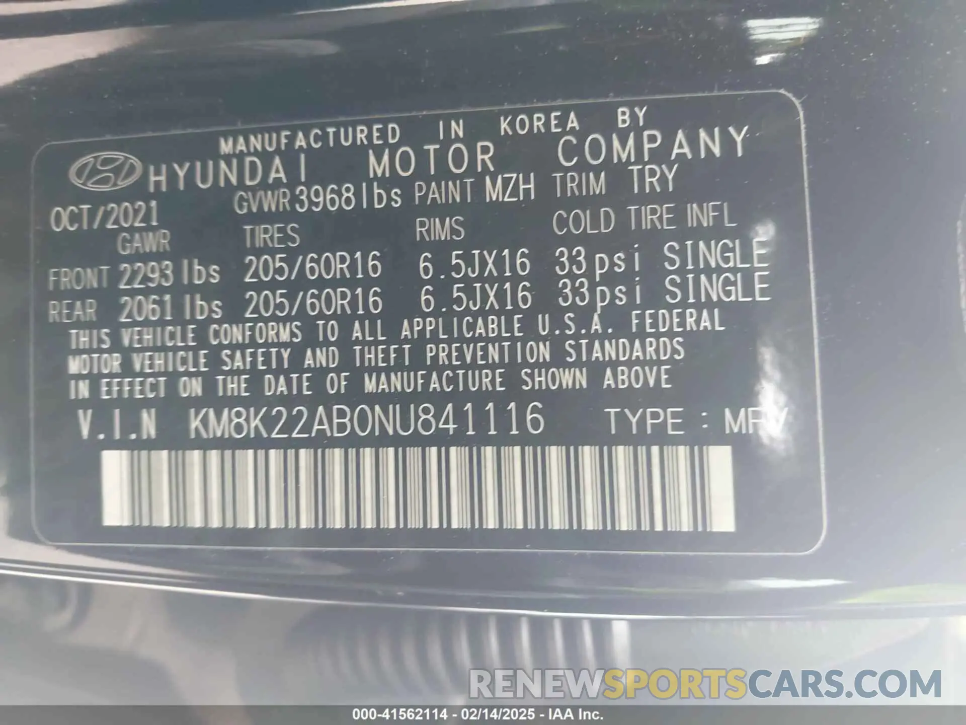 9 Photograph of a damaged car KM8K22AB0NU841116 HYUNDAI KONA 2022