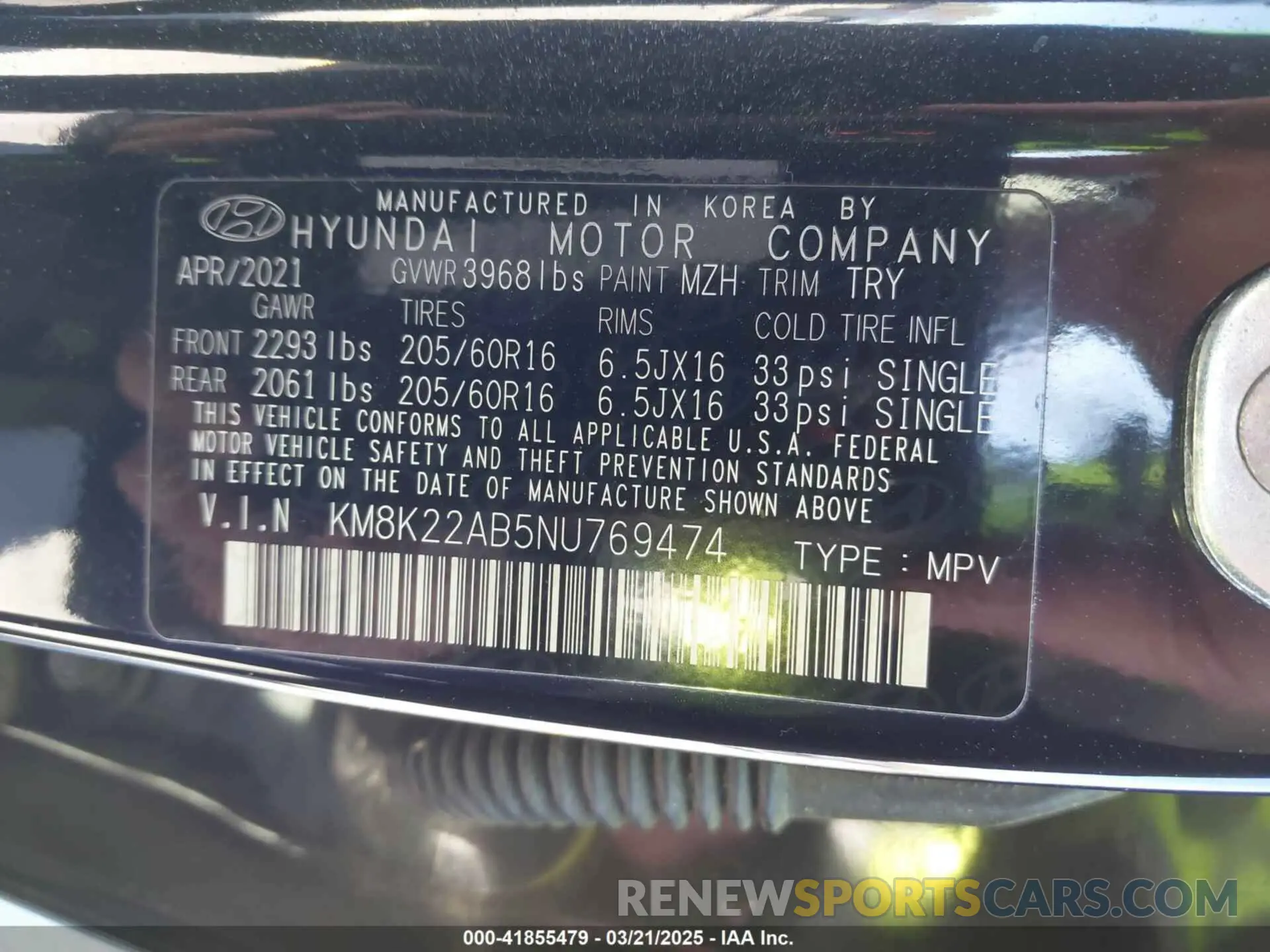 9 Photograph of a damaged car KM8K22AB5NU769474 HYUNDAI KONA 2022