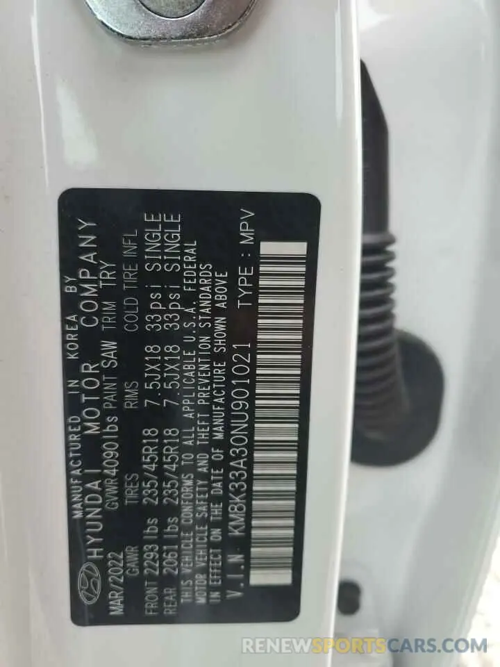 13 Photograph of a damaged car KM8K33A30NU901021 HYUNDAI KONA 2022