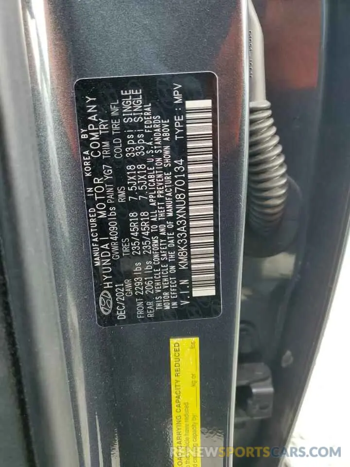 13 Photograph of a damaged car KM8K33A3XNU870134 HYUNDAI KONA 2022