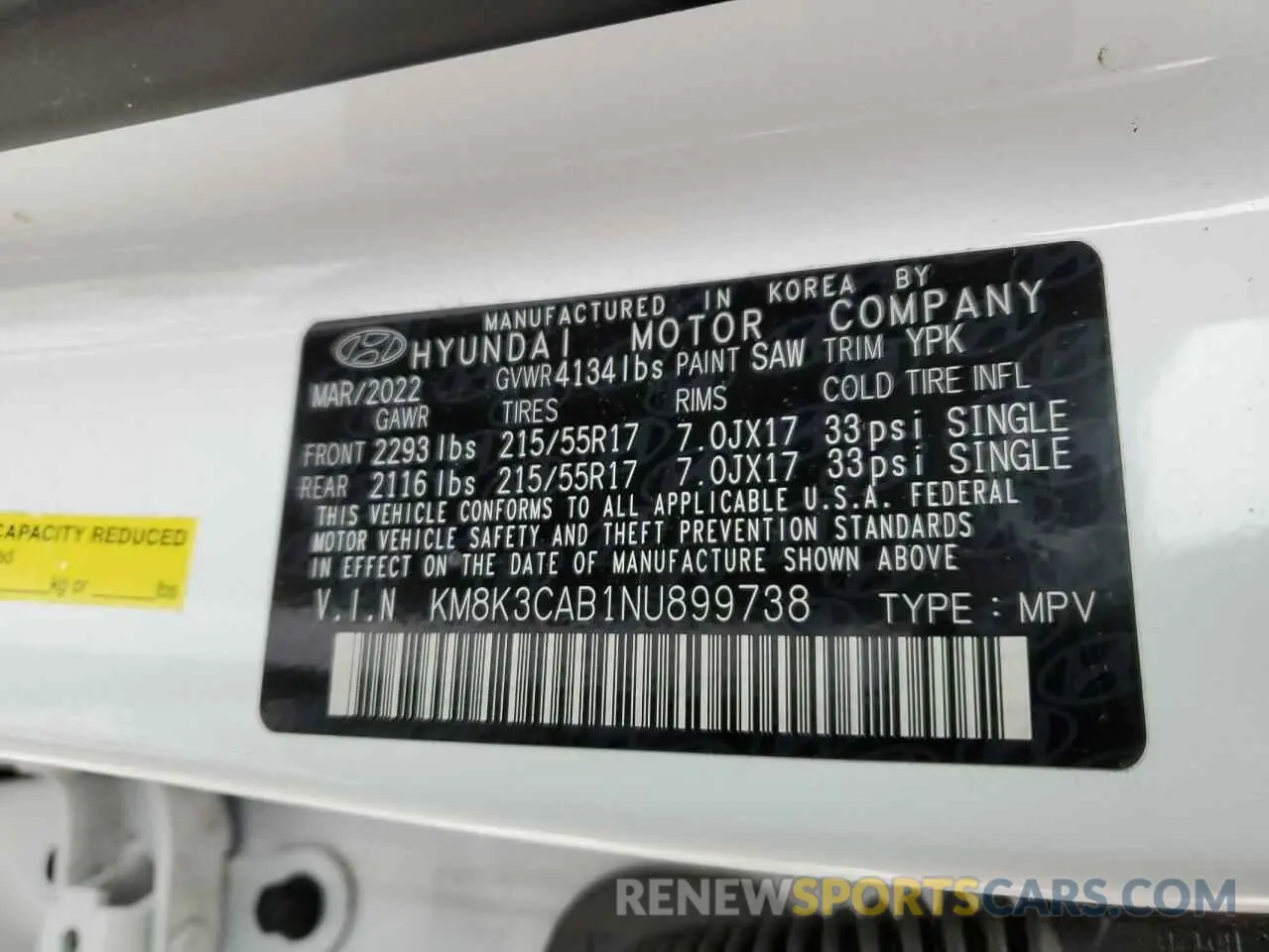 16 Фотография поврежденного автомобиля KM8K3CAB1NU899738 HYUNDAI KONA 2022
