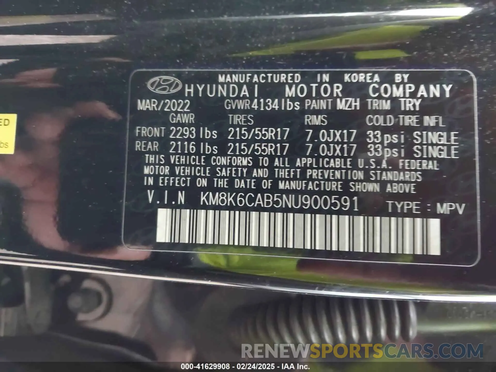 9 Фотография поврежденного автомобиля KM8K6CAB5NU900591 HYUNDAI KONA 2022