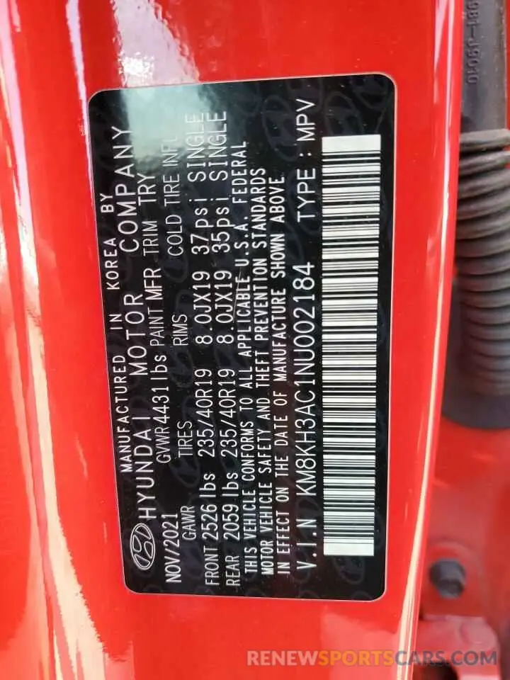 13 Photograph of a damaged car KM8KH3AC1NU002184 HYUNDAI KONA 2022