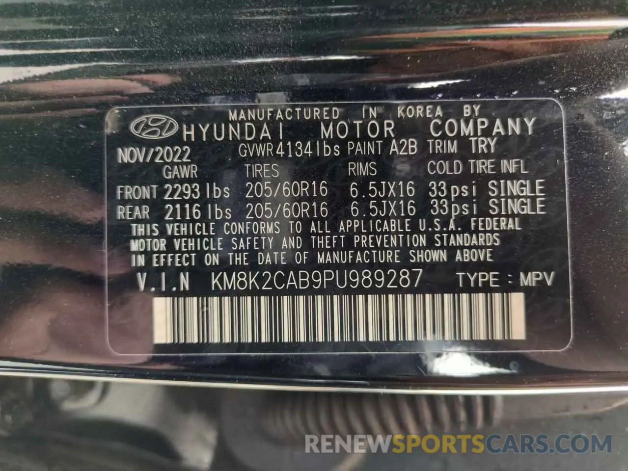 14 Photograph of a damaged car KM8K2CAB9PU989287 HYUNDAI KONA 2023
