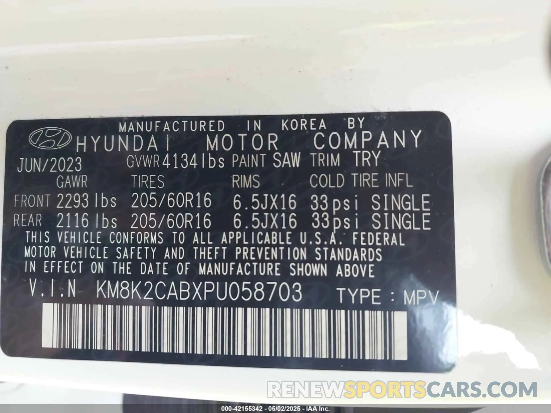9 Photograph of a damaged car KM8K2CABXPU058703 HYUNDAI KONA 2023