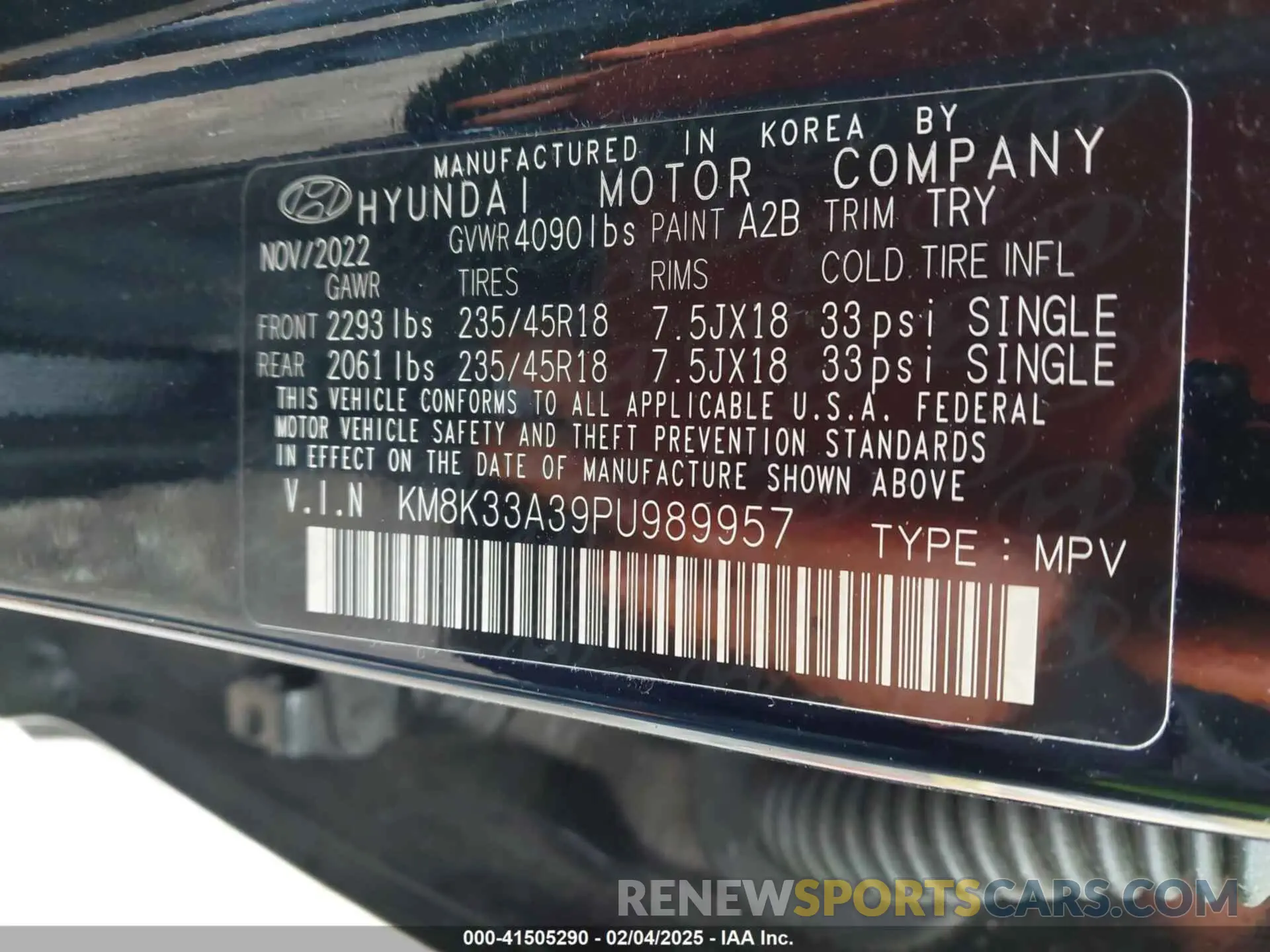9 Фотография поврежденного автомобиля KM8K33A39PU989957 HYUNDAI KONA 2023