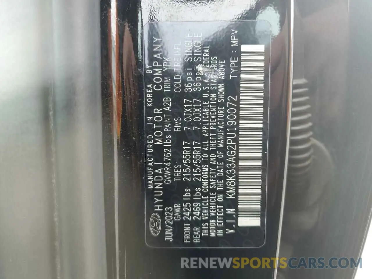 12 Photograph of a damaged car KM8K33AG2PU190072 HYUNDAI KONA 2023