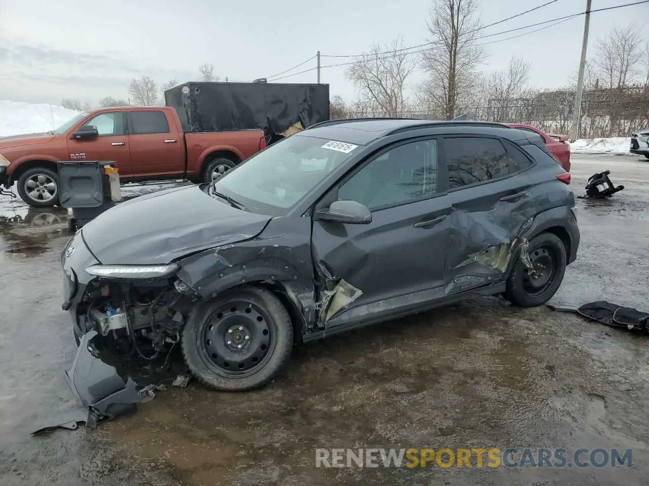 1 Photograph of a damaged car KM8K33AG3PU189321 HYUNDAI KONA 2023