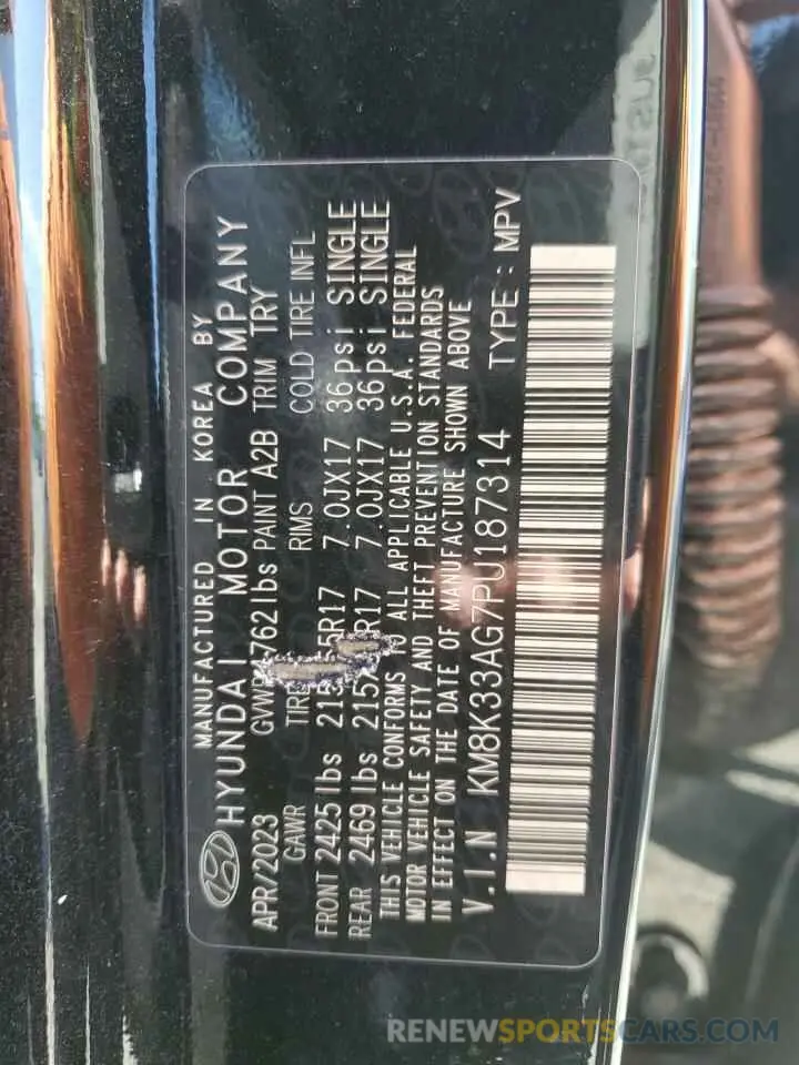 13 Photograph of a damaged car KM8K33AG7PU187314 HYUNDAI KONA 2023